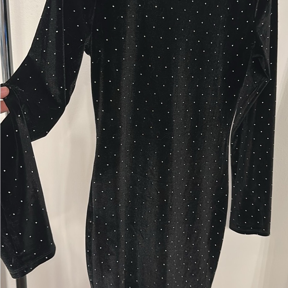 Black Velvet Dress with Rhinestones